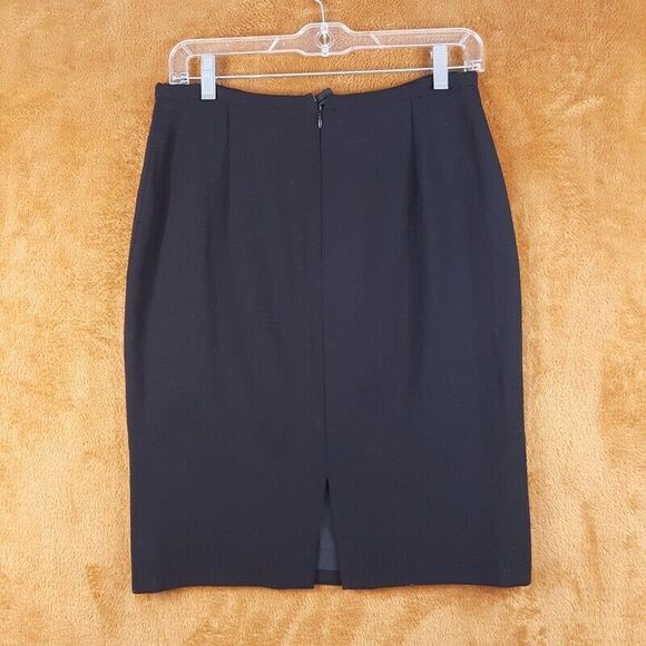 ARMANI COLLEZIONI Womens Skirt Size 6 Black Pencil Knee Length Slit 100% Wool - Picture 2 of 7